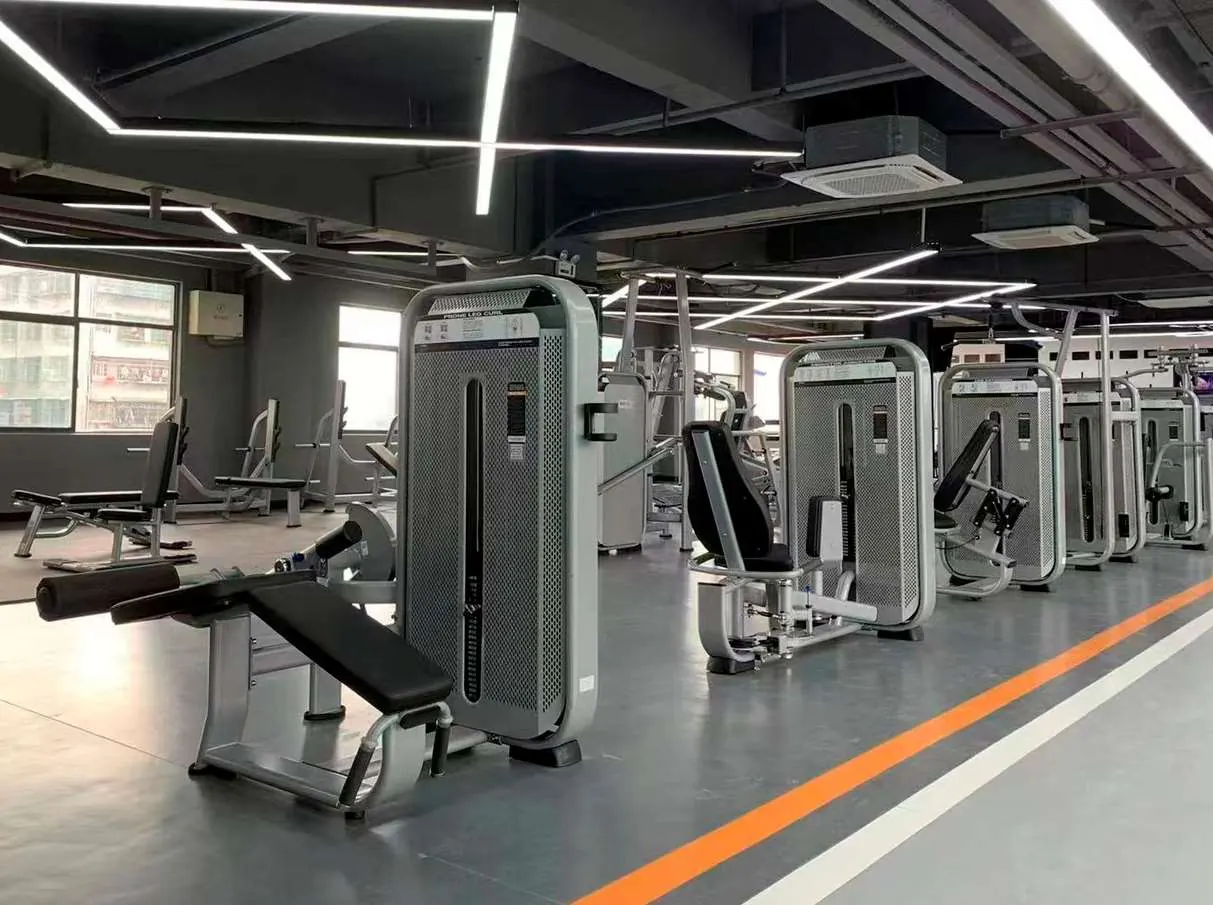 Selectorized strength machines in a commercial gym